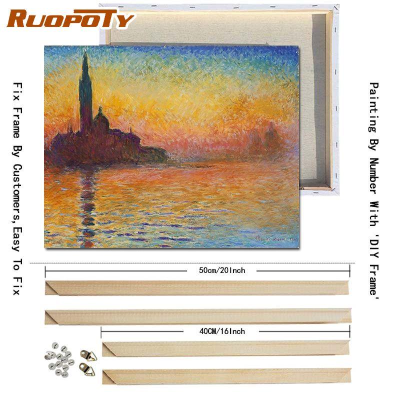 RUOPOTY Diy Painting By Numbers Landscape Modern Wall Art Picture Hand Painted Oil Painting For Wall Decoration 40x50cm With DIY Frame