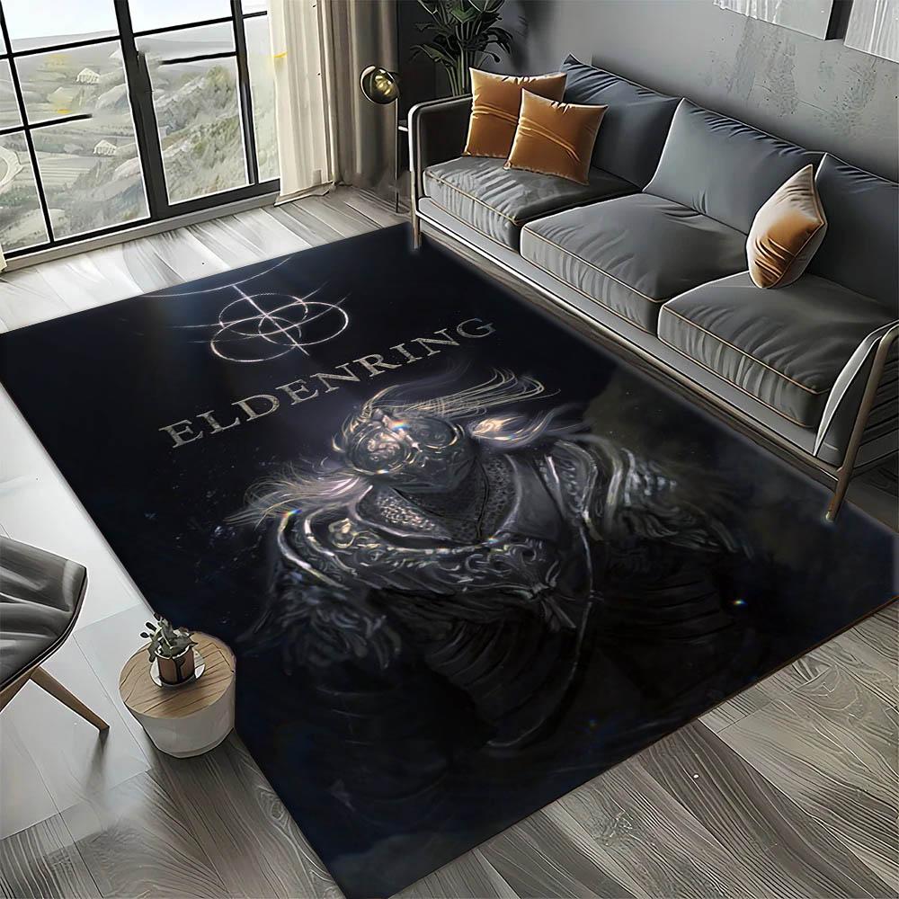 3D E-elden R-Ring Episches Spiel Vintage Karte Teppich Teppich Kunst für Raumdekoration Sofa Weihnachten Halloween Geschenke Teppich Rutschfeste Bodenmatte
