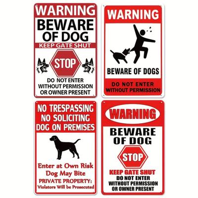 Süßer Hund Metallblechschild 4er-Pack 20x30 cm Haus Garage Garten Bauernhaus Dekor Einzigartige Geschenkidee