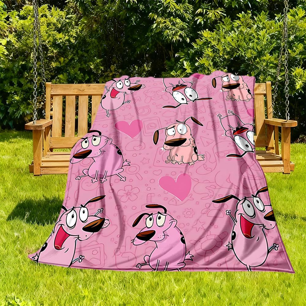 1 Stück Courage der feige Hund Outdoor-Decke Leichtes Flanell, Weich & Warm, Ganzjahresnutzung für Sofa, Outdoor, Camping, Wohnzimmer, Büro, Stuhl