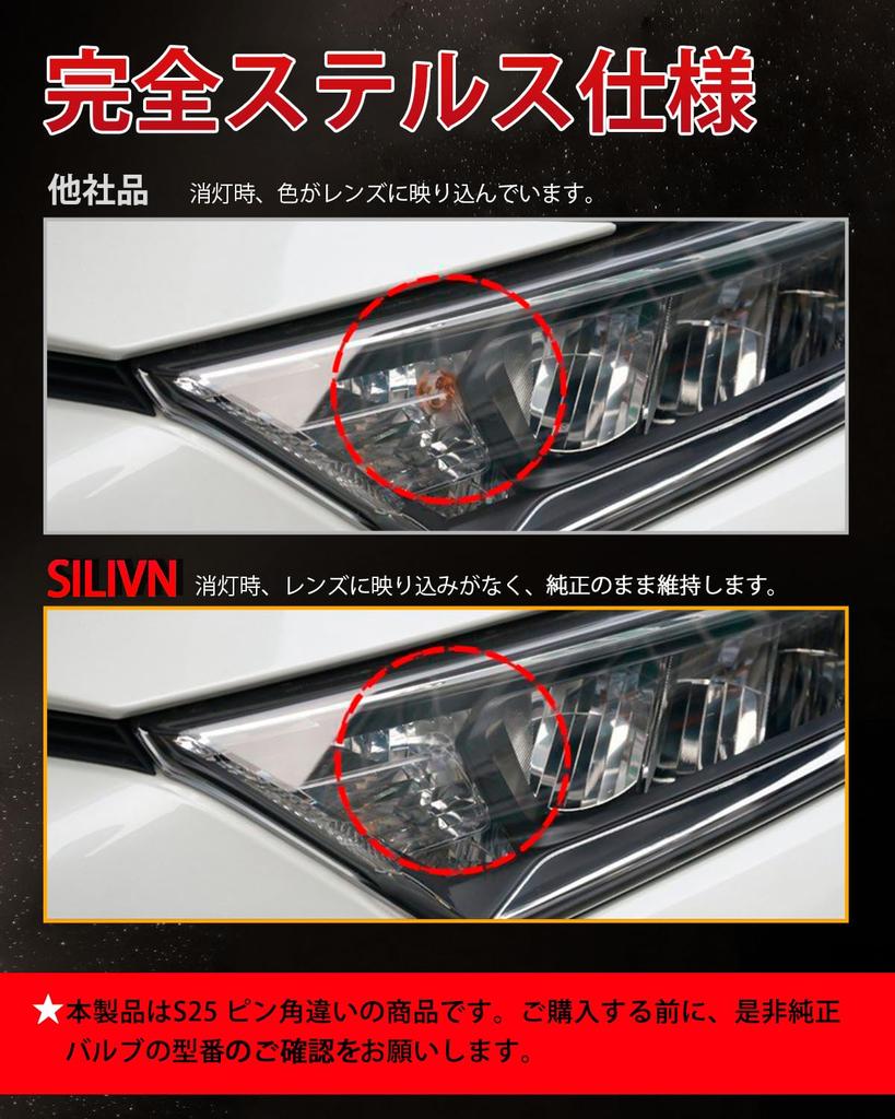 SILIVN S25 LED Turn Signal, Pin Angle, 150°, Stealth Genuine Amber, High Fla Prevention,