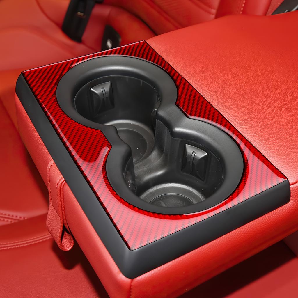 For Alfa Romeo Giulia 2015-2025 Rear Center Console Water Cup Holder Frame Cover Carbon Fiber Sticker Car Interior Accessories