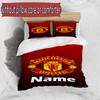 3pcs Duvet Cover Set (1*Duvet Cover + 2*Pillowcase, Without Core), Custom Name Manchester Football F.C Pattern Bedding Set, Home Bedroom Decor Gift