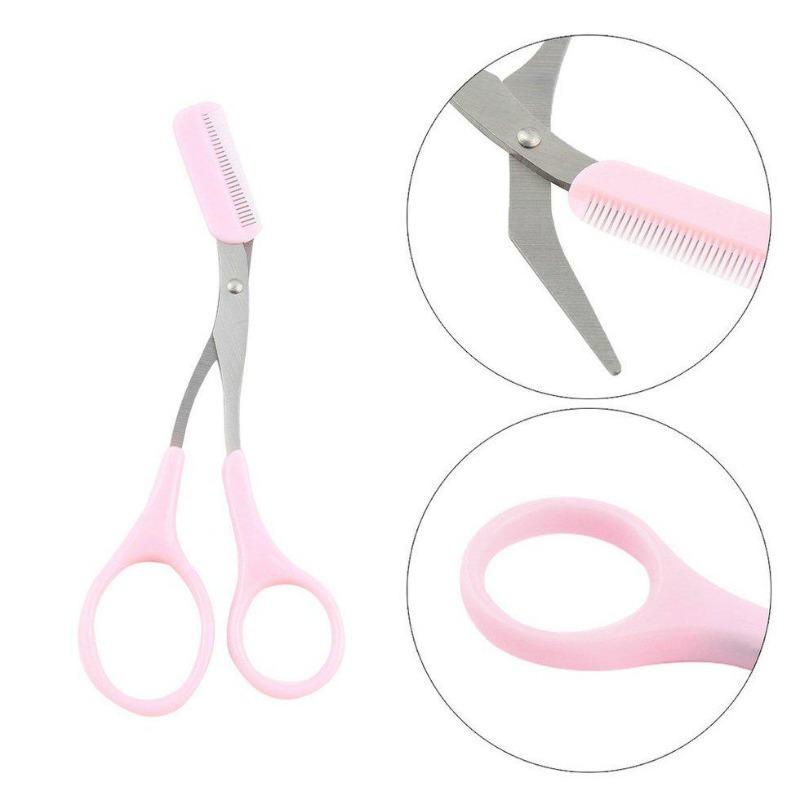 Women Eyebrow Trimmer Comb Eyelash Hair Scissors Cutter Tool