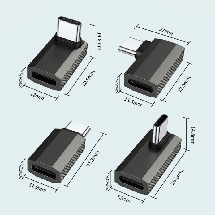 Rechtwinkliger USB-C-Adapter, 100W USB-C-Buchse auf USB-C-Stecker Verlängerungsadapter Typ-C-Strommessgerät Tester für Laptop USB-C
