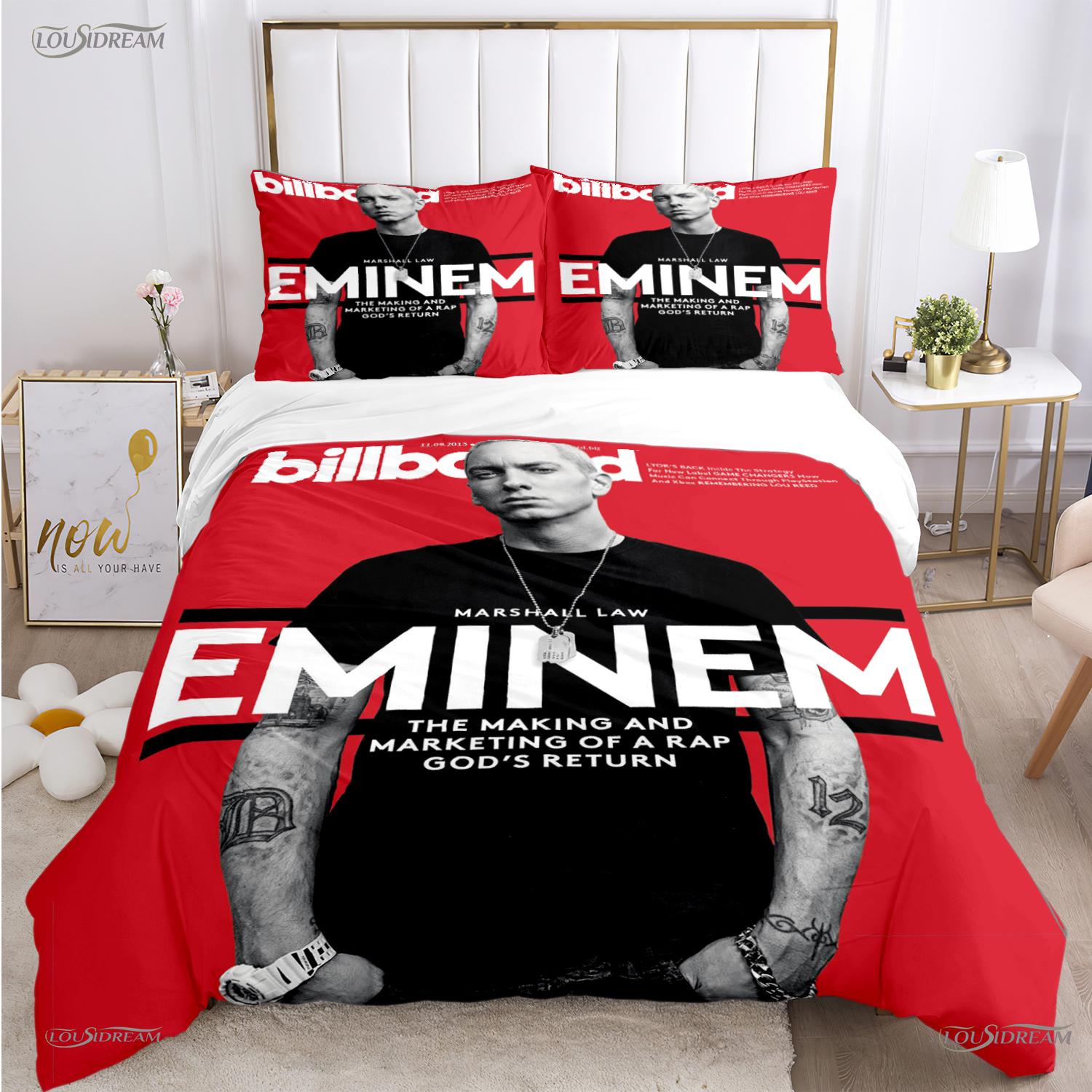

Eminem Hip-Hop Singer All Season Duvet Casal Cover Bedding Sets Soft Quilt Cover And Pillowcases Teen Single/Double/Queen/King US Full(200*230cm)3pcs
