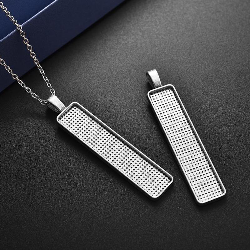 Photo Pendant base 25mm x 10mm blank Settings stainless steel DIY Jewelry Making Rectangle horizontal bracelet necklace connector