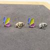 S925 Silver Needle Temperament Simple Love Stud Earrings Personalized Butterfly Four-leaf Clover Earrings Internet Celebrity Three-piece Earrings