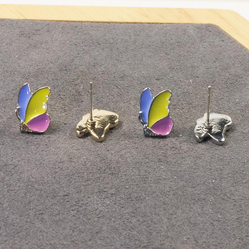 S925 Silver Needle Temperament Simple Love Stud Earrings Personalized Butterfly Four-leaf Clover Earrings Internet Celebrity Three-piece Earrings