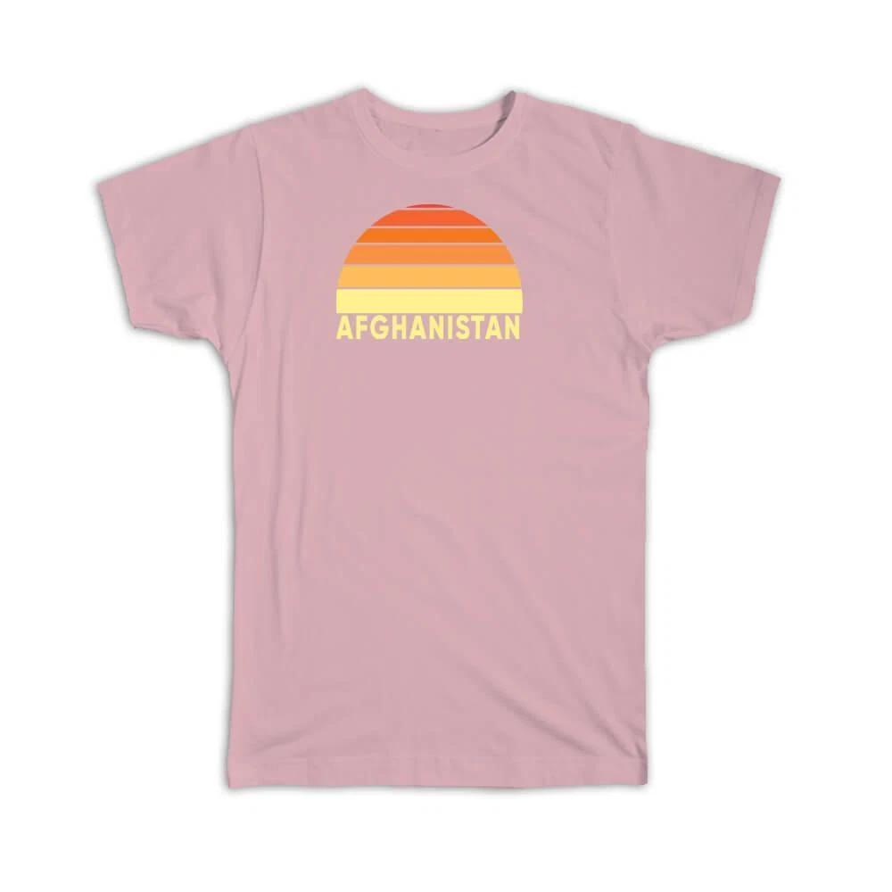 Gift T-Shirt : Afghanistan Retro Sun Orange S