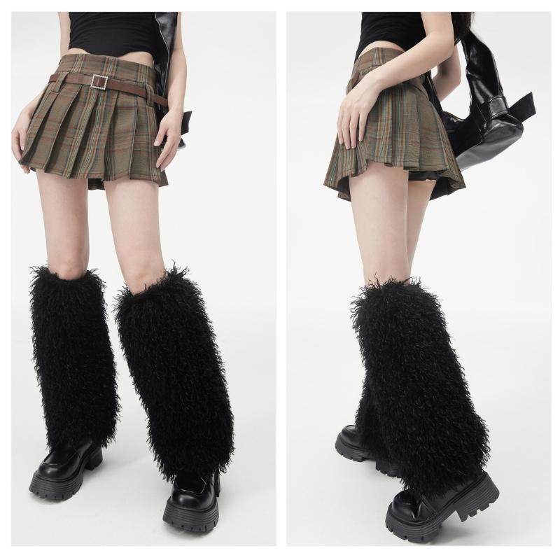 Solid Color Plush Leg Warmers for Women Fuzzy Furry Winter Warm Boot Toppers Leg Covers for Halloween Carnivals Costumes