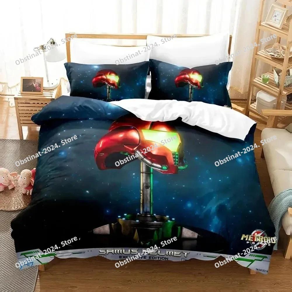 Metroid Prime Corruption Bedding Set Printed Bed Set Duvet Cover Sheet Pillowcase Bed Soft Quilt Cover Full Queen King Size