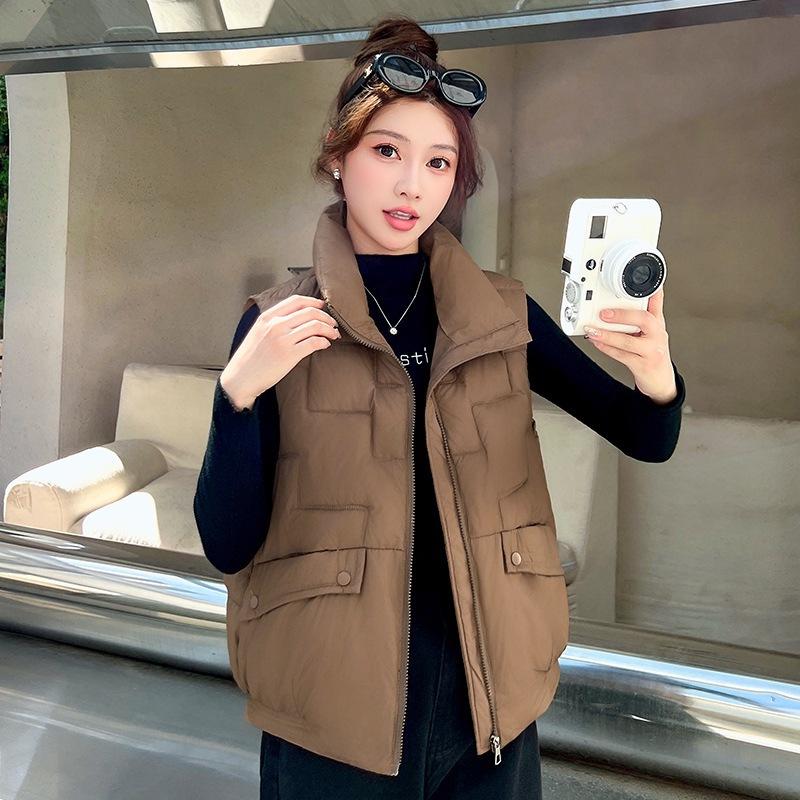 Down cotton vest women's cotton jacket vest thickened warm jacket sleeveless cotton vest vest women's cotton jacket