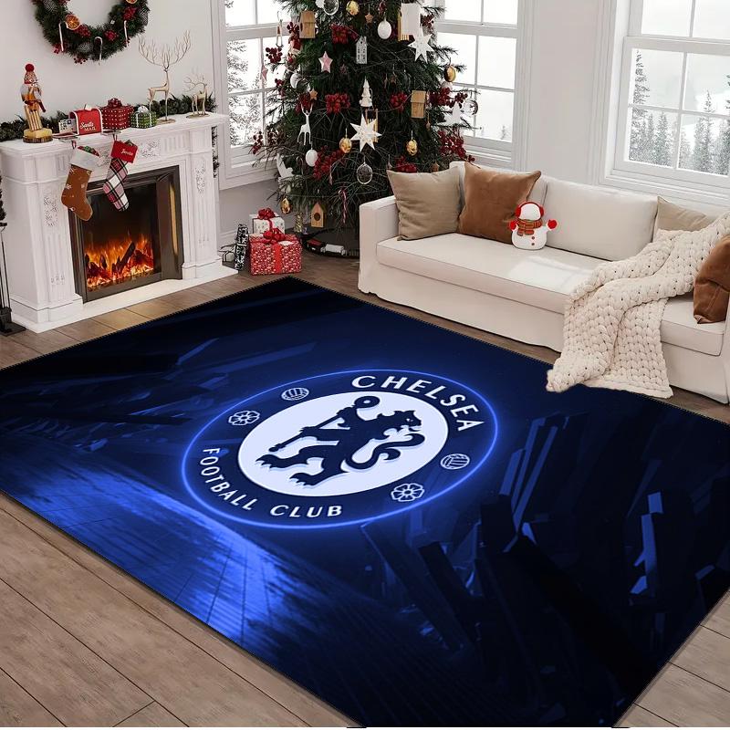 1PC Rug Blue Chelsea Football Club Logo Carpet, Chair Rug,Area Rug for Office Bedroom Living Rooms Bedroom, Doormat Decor Christmas Fan Gifts