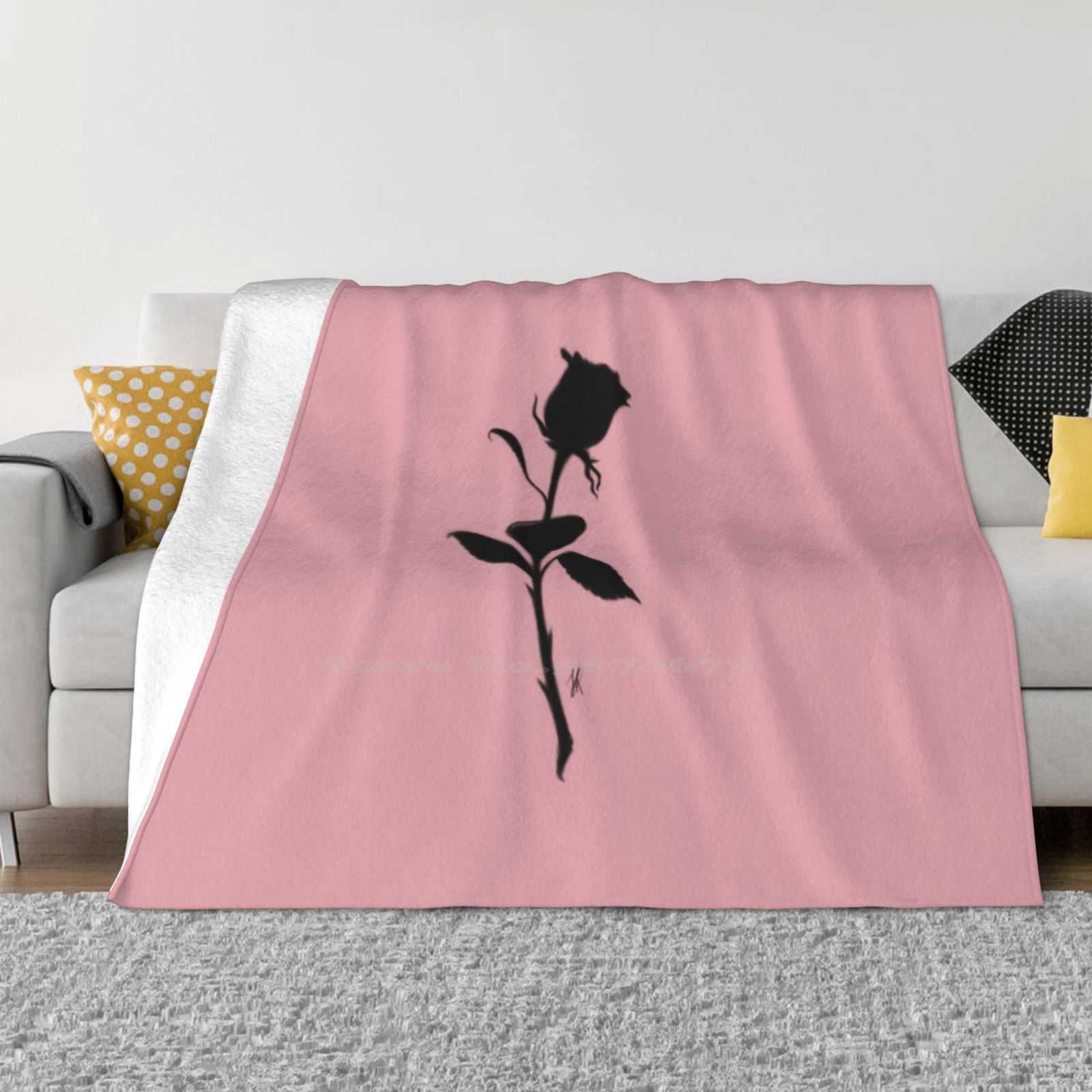 

Rose Silhouette For Home Sofa Bed Camping Car Plane Travel Portable Blanket Rose Flower Silhouette Beautiful Lovely Romantic 30x40in