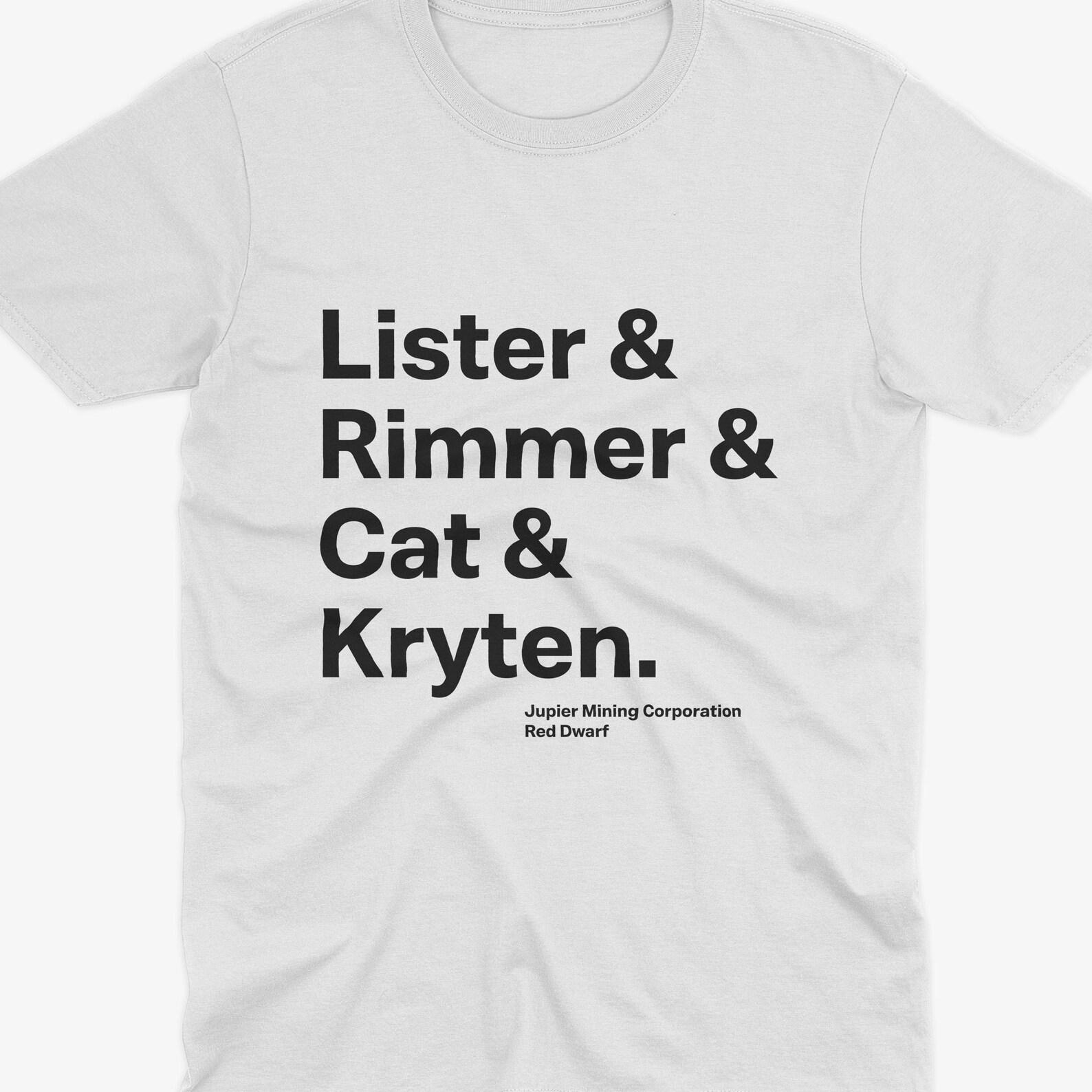 Red Dwarf Character Lineup T-Shirt Lister Rimmer Cat Kryten Sci Fi Comedy Fan Tee British Sitcom Gift S