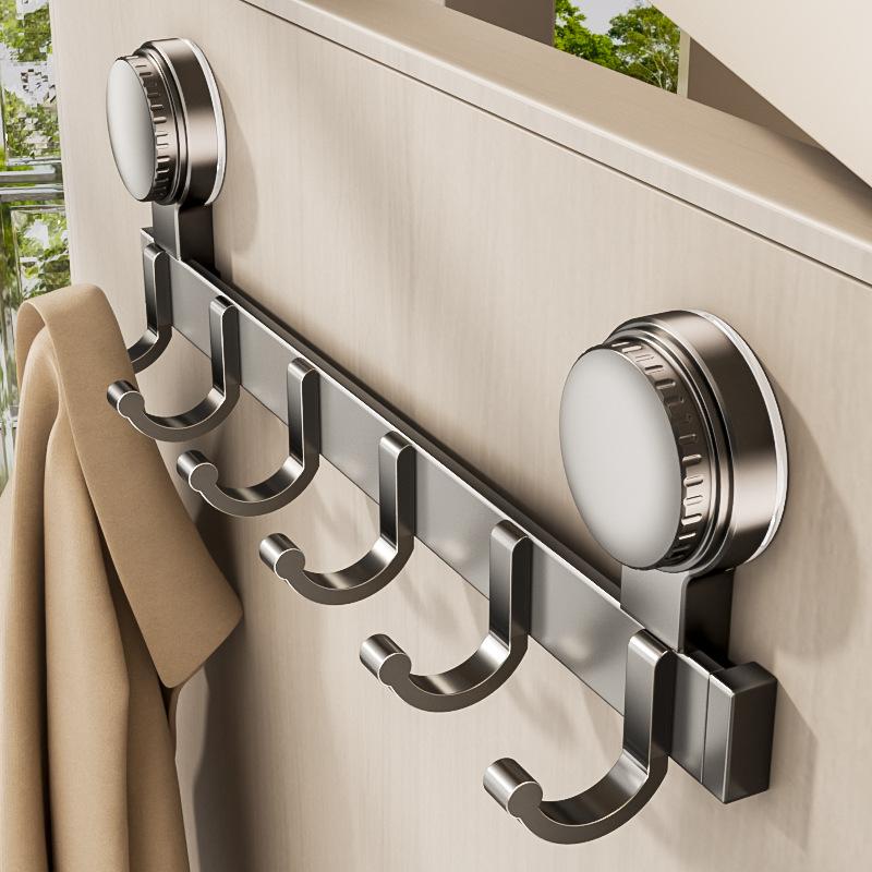 Suction Cup Clothes Storage Organizer Door Rack Punch-free Wall Mount Row Hook Heavy Load Bearing Multi Hook Door Hanger