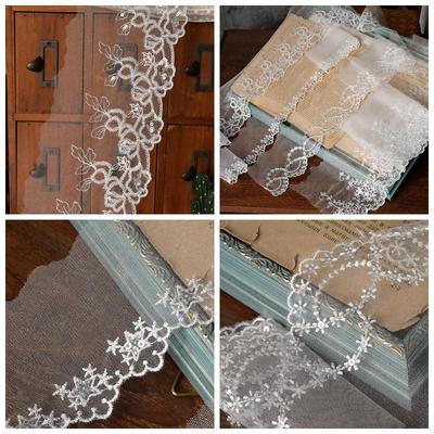 Silver Sequin Mesh Embroidered Lace Trim for DIY and Sewing Projects