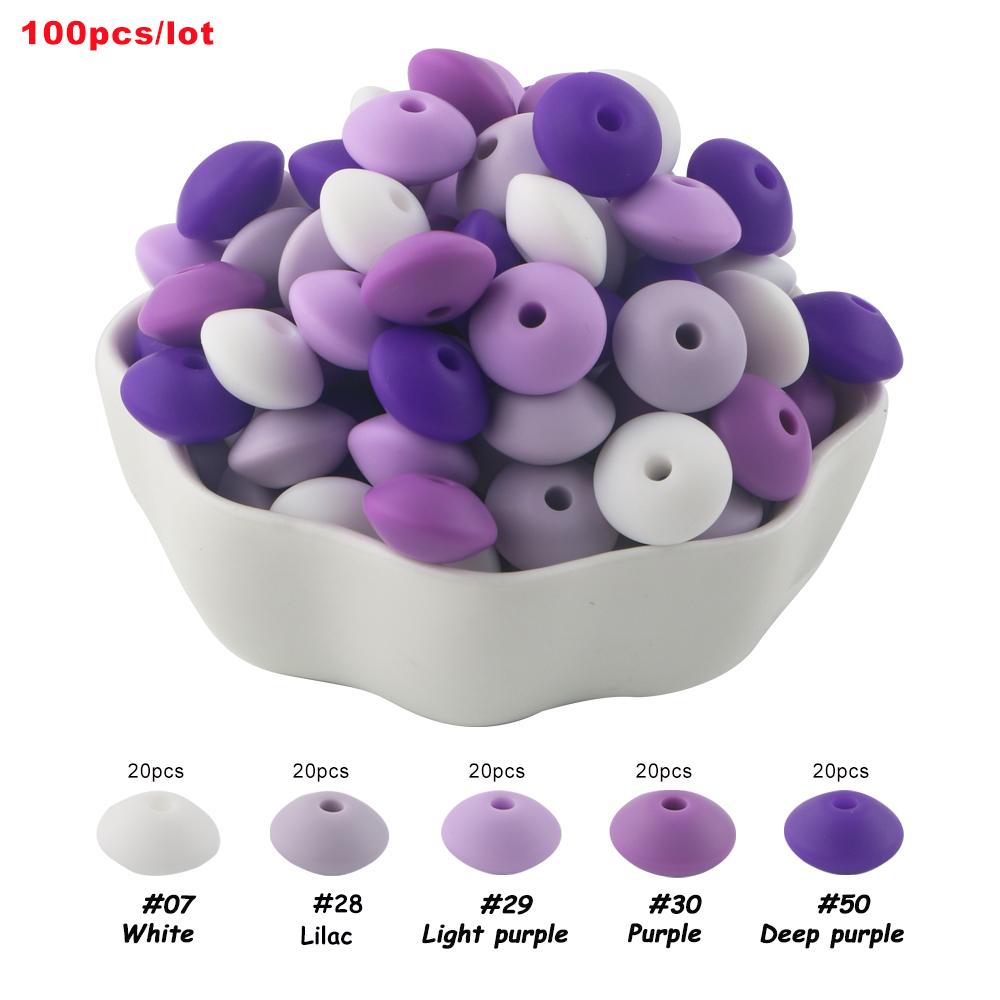 100Pcs 12mm Silicone Lentil Beads Round Spacer Beads Silicone Abacus Bead DIY Bracelet Necklace Handmade Jewelry Accessories
