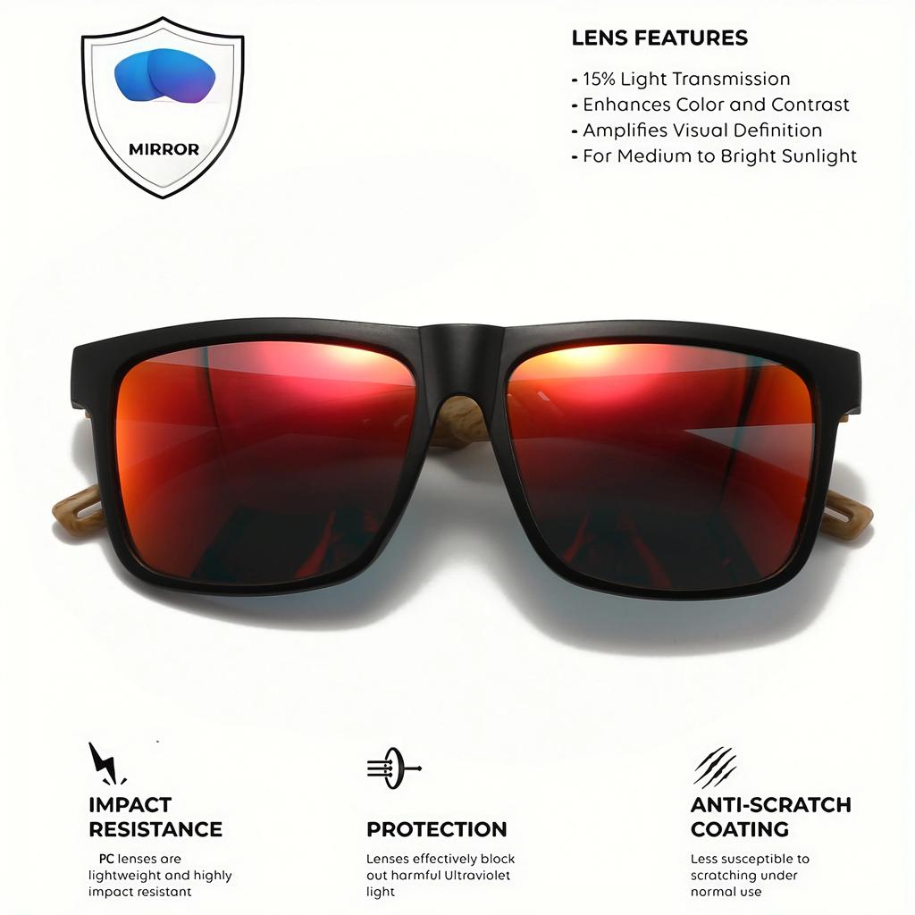 UV111 Anti Ultraviolet Lens Sunglasses Fashion Square Wood Grain Flexible Spring Hinge Unisex Eyewear Light Comfort Shades New