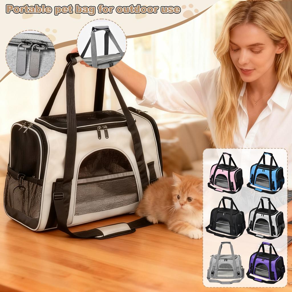 Portable Pet Carrier For Travel, Hand-held, Single-shoulder, Or Cross-body, Foldable, Breathable, Transparent Pet Bag For Cats And Dogs