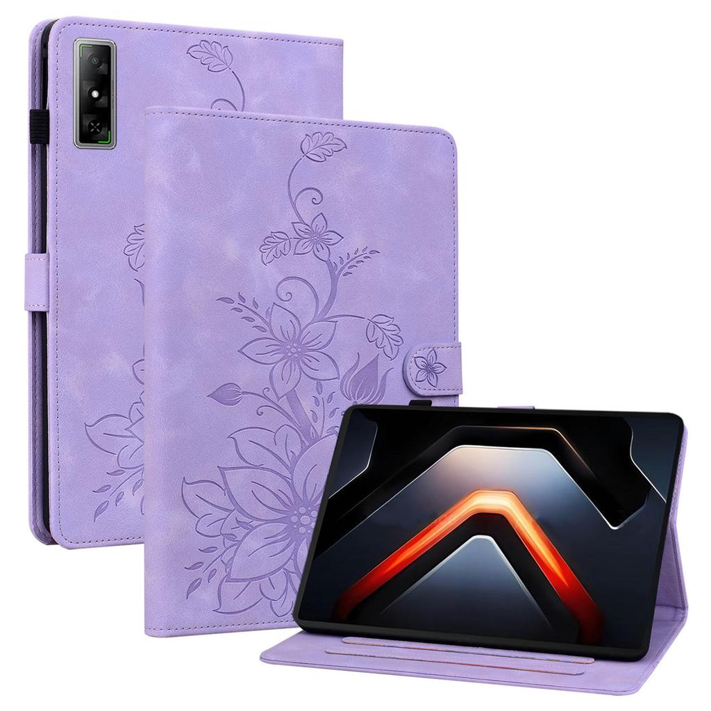 For Infinix Xpad GT Case Lily Flower Imprint Card Slots Leather Tablet Cover