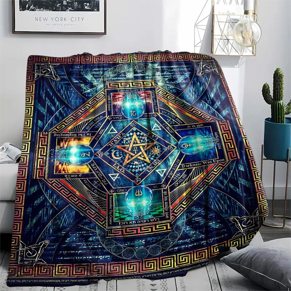 1Pc Masonic Freemason Print Flannel Blanket, High Quality Comfortable for All Seasons, Home Decor, Warmth and Comfort, Perfect for Christmas Gifts