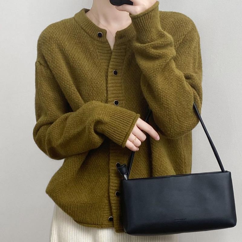 Îmbrăcăminte exterioară leneșă cu pulover tricotat femei primăvară și toamnă design sens nișă o gât cu mânecă lungă cardigan tricotat top feminin