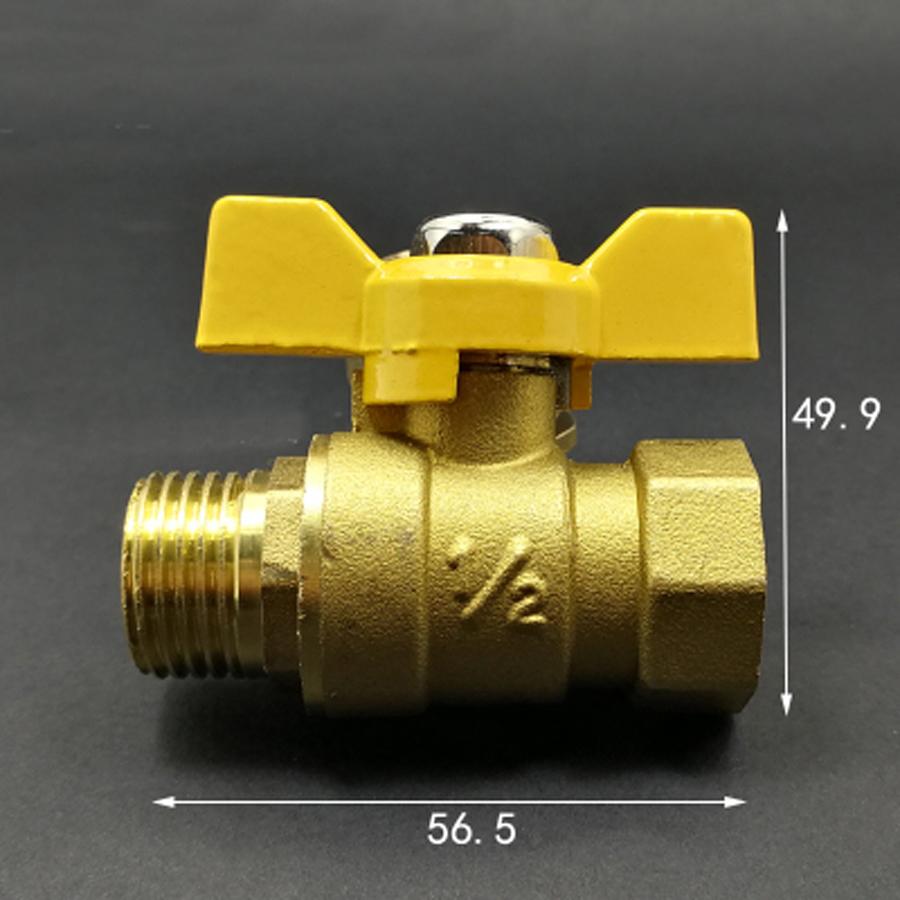 Hose Brab DN15 1/2" BSPP Female To Male Straight Y-type Splitter Brass Ball Valve Air Fuel Gas with Yellow Butterfly Handle