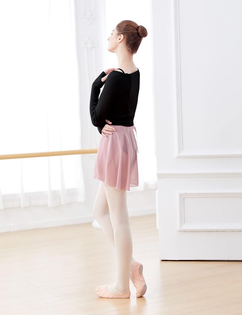 Daydance Adult Ballet Ballet Dance Ballet Wrap Pullover Sweater for Size L Sweater, Women's Warm-Up Sweater, Leotards, Black,