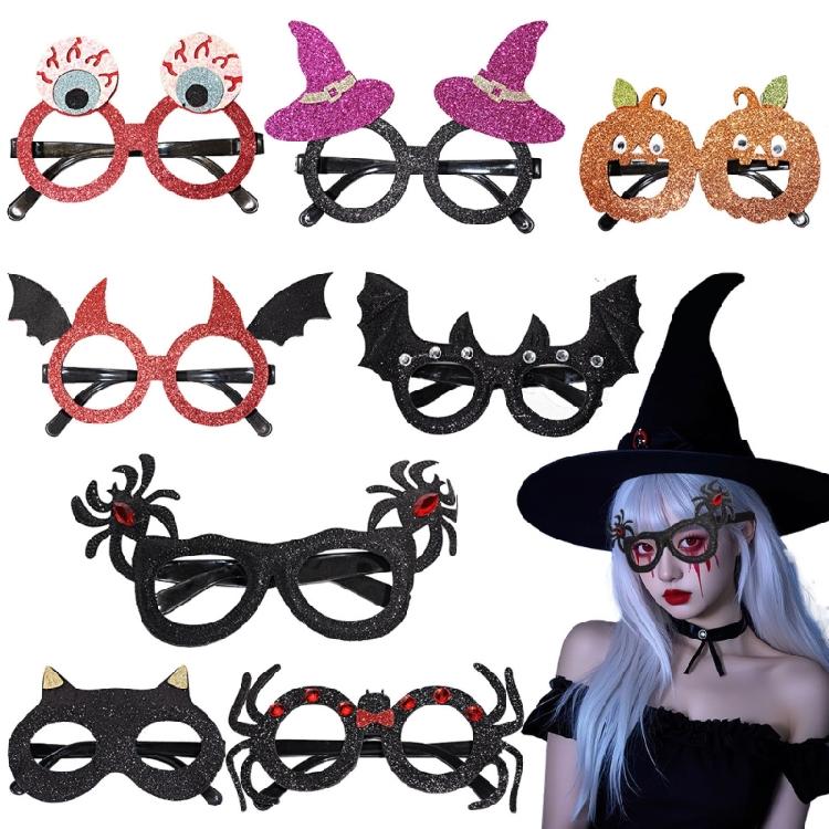 8Pcs Funny Plastic Glasses Frame Halloween Costume Accessories for Adult Children Holiday Parties Festival Celebration