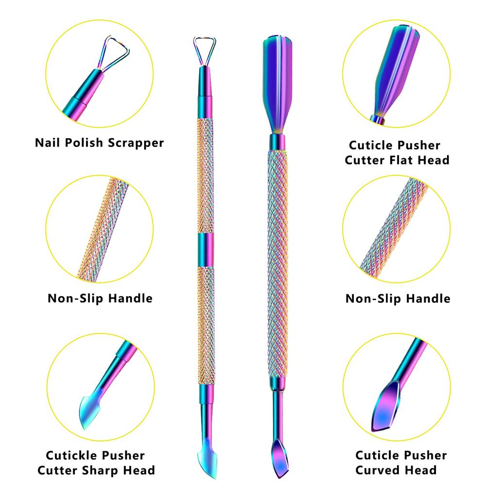 Professional Cuticle Trimmer with Cuticle Pusher and Durable Pedicure Manicure Stainless Steel Cuticle Clipper for Fingernails and Toenails Scissors,