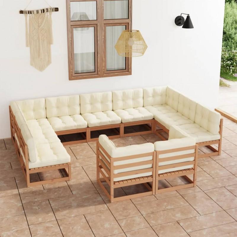 Day and Night - Day and Night Garden Furniture Set 11 Pcs Honey Brown Pine Wood Cushions