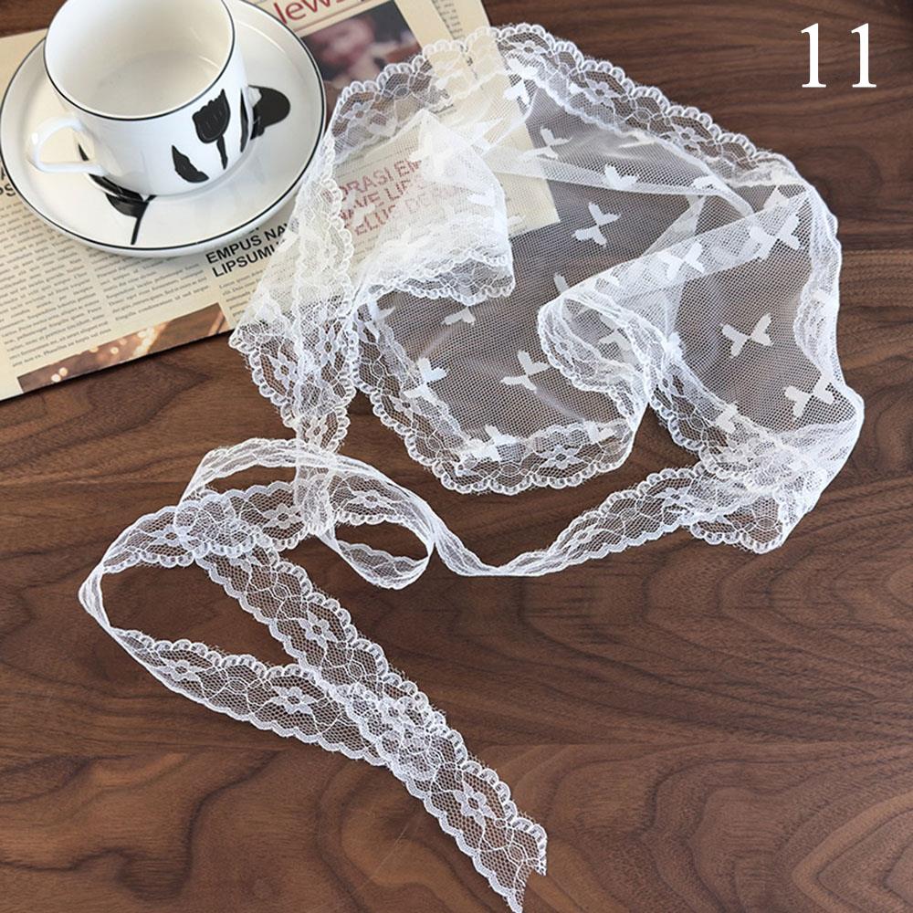 Retro Floral Lace Embroidered Triangle Headscarf Fashion Bandanas Neck Scarf White Woven Floral Hair Scarf Headband Neck Scarf
