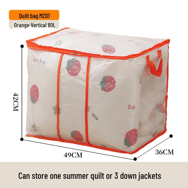 Large Capacity Transparent Quilt Storage Bag - Dustproof & Moistureproof Organizer for Bedroom & Dormitory.