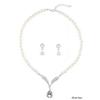 Korean Chic Pearl Necklace & Earrings Set - Women's Fashion Alloy Plated Accessories
