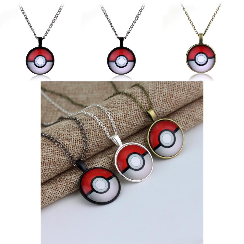 Poke Ball Alloy Pendant Necklace With Gemstone Inlay For Men And Women