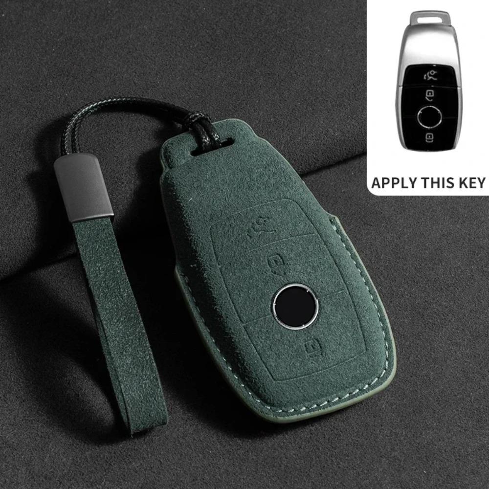 Suede Leather Car Key Case for Mercedes Benz E Class W213 W205 E200 E260 E300 E320 AMG CLA 2018 2019 2020 Remote Fob Shell Case