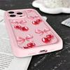 Simple Pink Cherry Bow Pattern Phone Case For iPhone 17 16 15 14 13 12 11 Pro Max 17 Air 16E X XR XS 7 8 Plus Shockproof Cover