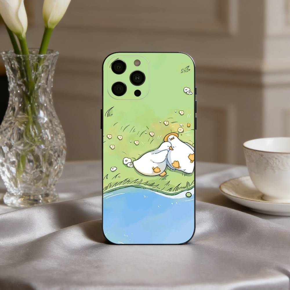 Cute D-Doubao D-Duck Phone Case For iPhone 17,16,15,14,13,12,11 Plus,Pro Max,XS,Soft Silicone Black Cover