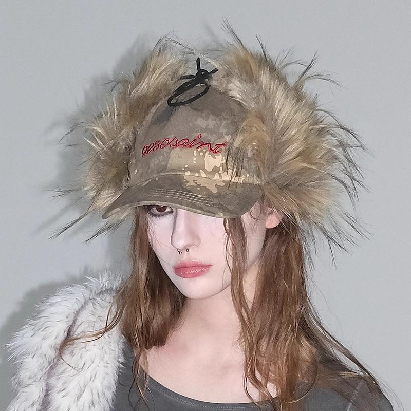 Classic Camouflage Retro Contrasting Color Embroidery Ear Protector Mao Lei Feng Baseball Cap Brown Trendy Cool Baseball Cap