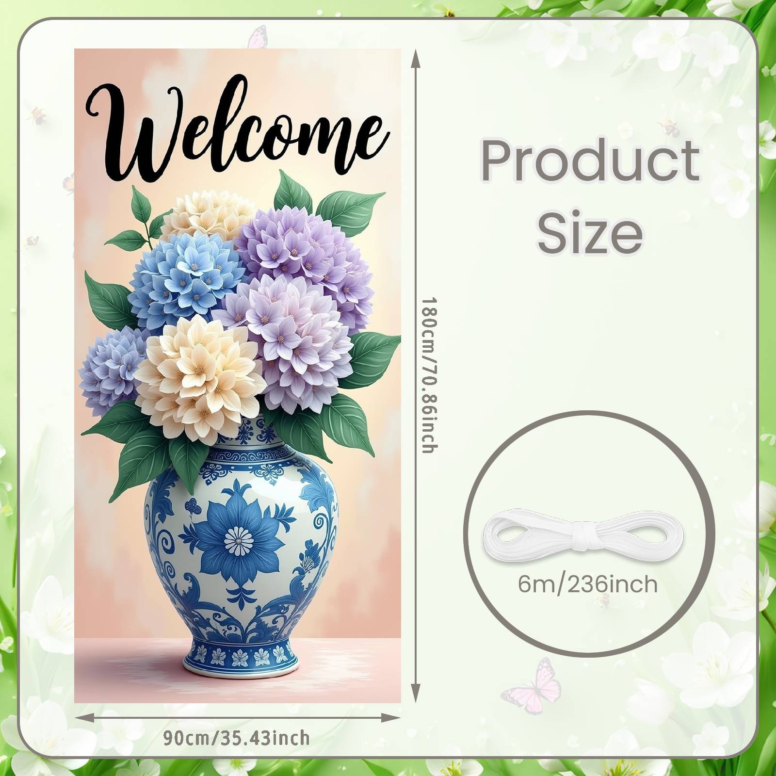 

Spring Celebration Banner Floral Wreath Floral Display Cow Themed Banner Cow Floral Backdrop For Home Decoration