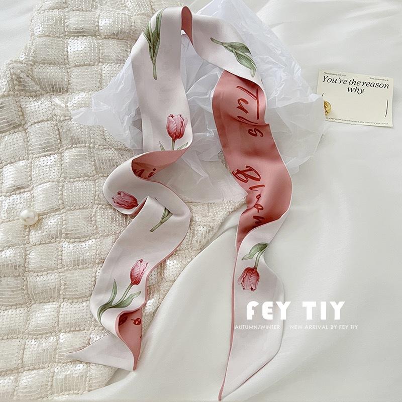 Qiandongge Seidenschal Stirnband Retro Weiblichkeit Gebundener Pferdeschwanz Schleife Band Stirnband Streamer Stirnband Mori Serie