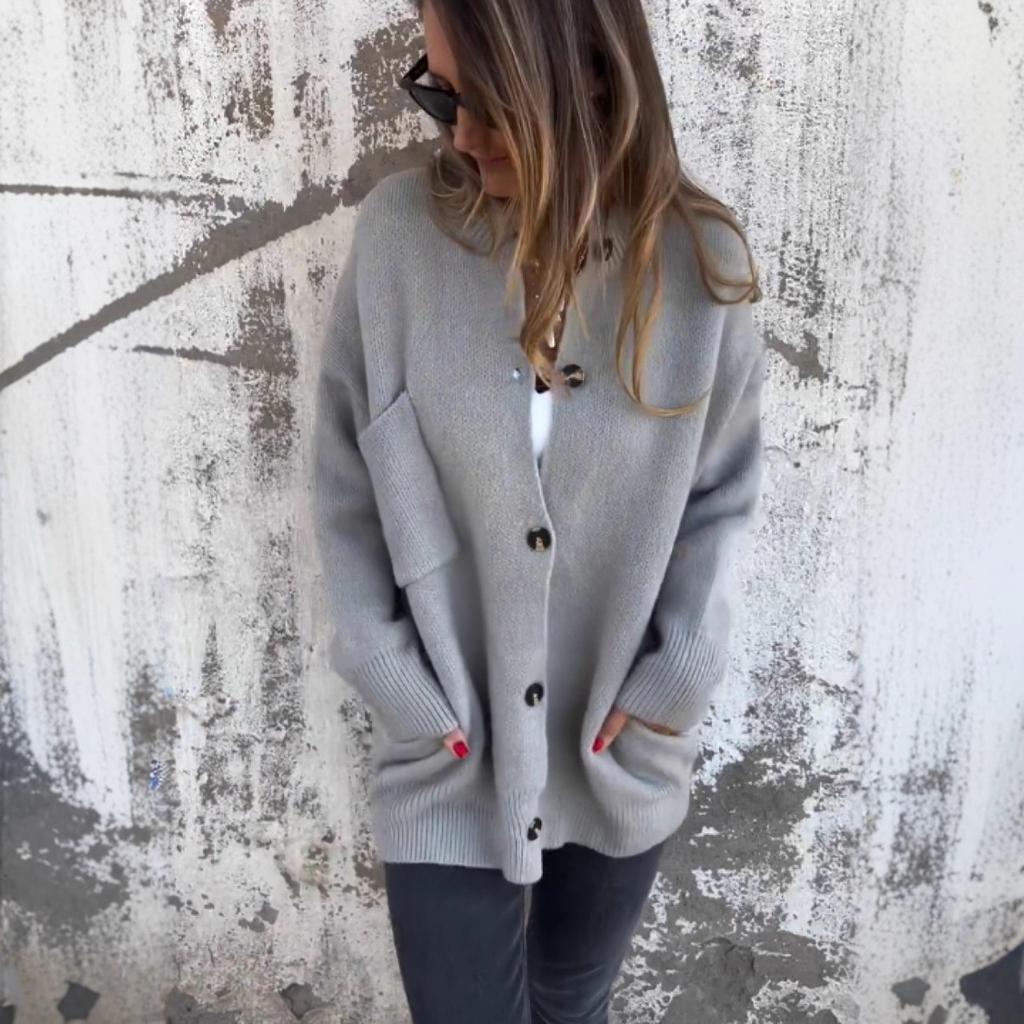 2025 Hot Sale Knitted Jacket Stand-Up Collar Large Size Sweater Solid Color Cardigan Women's New