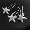 8pcs Elegant Starfish Hairpin Set Pearl Imitation Zinc Alloy U-shaped Crystal Bridal Hair Accessory Cute Animal Theme Hair Tool