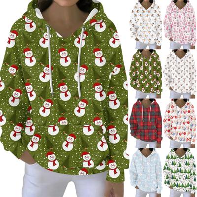 Moletons de Natal para Mulheres Divertidos Fofos Estampados de Feriado Moletom Inverno Pulôveres Oversized
