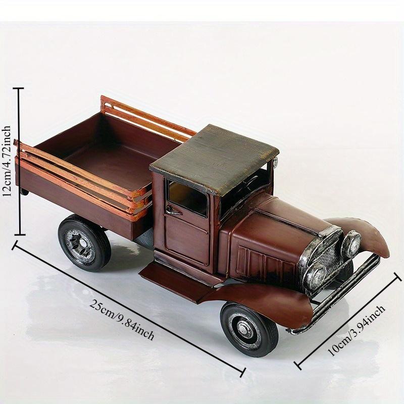 Vintage Handmade Tinplate Car Model Travel Edition Pickup Truck Tinplate Craft Artwork Classic Car Suitable for Industrial Style Home Decor