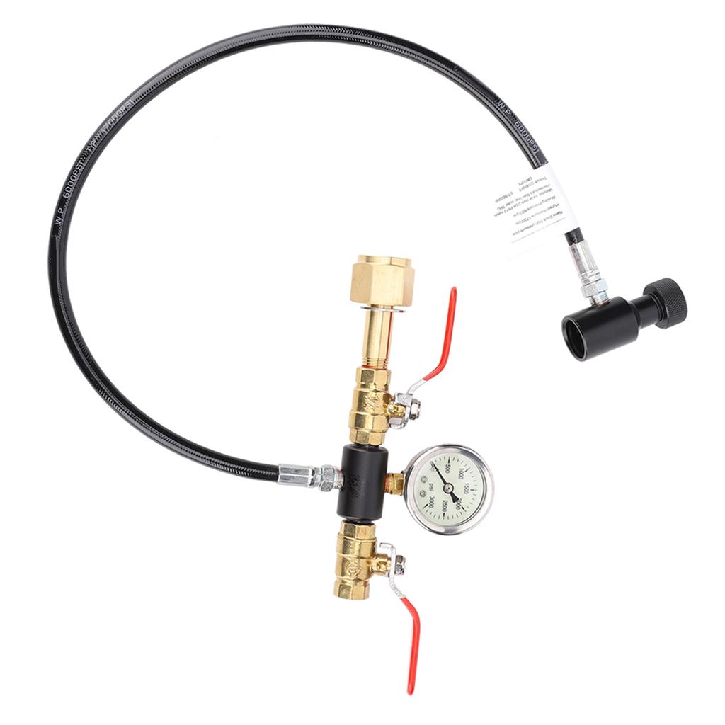 Adaptor pentru furtun de 24 inci de umplere cu CO2 cu valvă dublă cu manometru de 3000 psi pentru rezervorul Sodastream G1/2