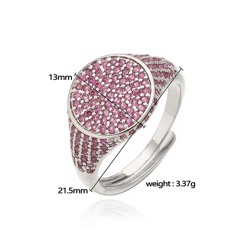 HECHENG,13×22MM Copper Electroplated 18K Gold Multi-colour Zirconia Ring Unisex Couple Adjustable Luxury Jewellery 1 Piece