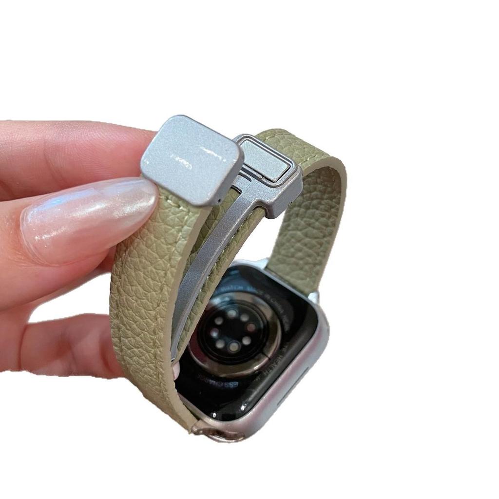 Lychee Grain Magnetic Strap for Apple iWatch, Huawei GT5, and Xiaomi 9 Pro